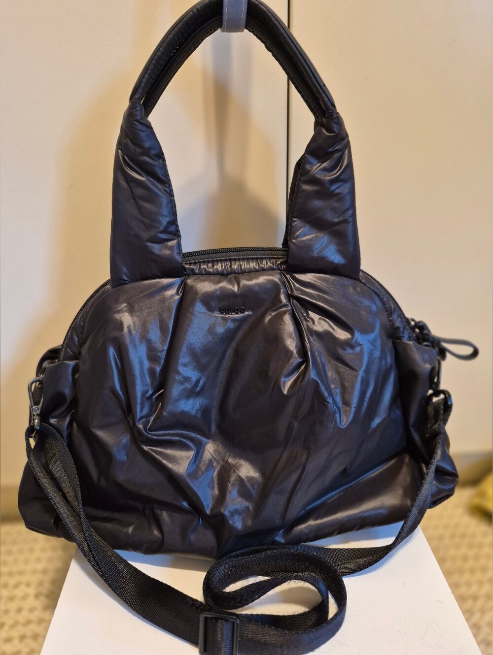 Caraa "Nimbus" Black Puffy Padded Nylon Convertible Weekender Tote Bag Ret.$260